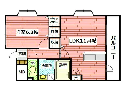 エミネンス古市弐番館(1LDK/2階)の間取り写真