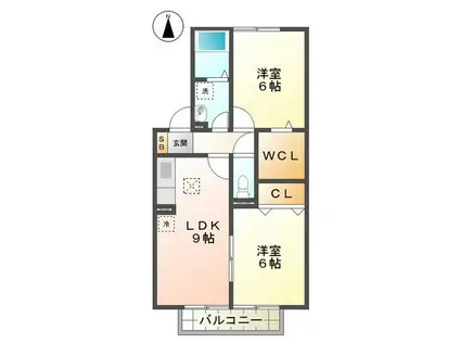 ル・モンド・グランデ(2LDK/1階)の間取り写真