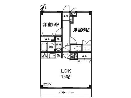 ラ・ヴィレットオリモ(2LDK/1階)の間取り写真