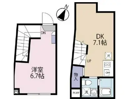 HJ PLACE NISHIHARA(1DK/1階)の間取り写真