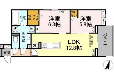 LUVITA上社(2LDK/2階)の間取り写真