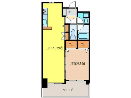 BELLE VILLE V(1LDK/3階)の間取り写真