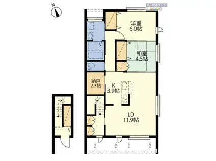 AF BORIKI湘南くげぬま(2SLDK/2階)の間取り写真