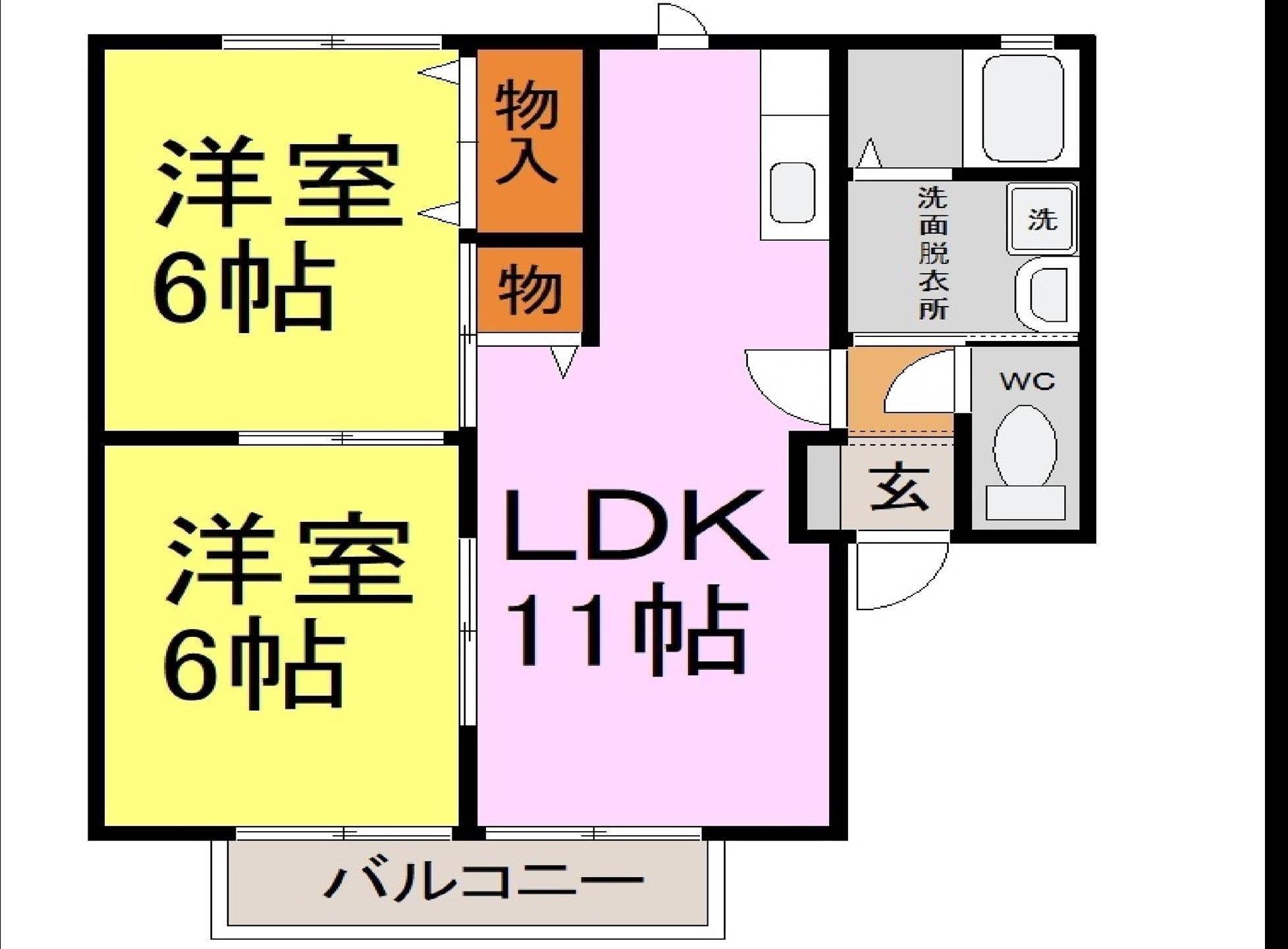 レトア東南(2LDK/1階)の間取り写真