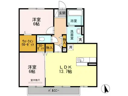 N.ソフィア(2LDK/2階)の間取り写真