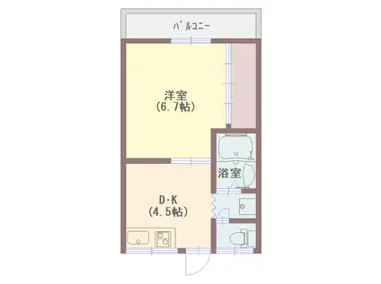 サニーハイツ(1DK/2階)の間取り写真