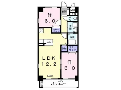 フルール(2LDK/5階)の間取り写真