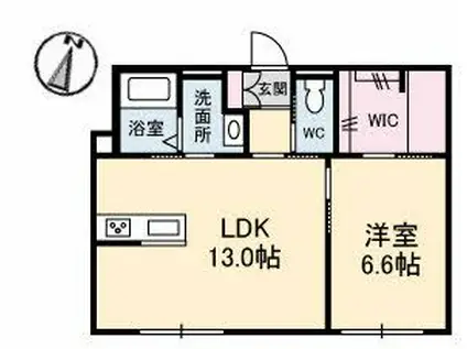 RAINBOW中島 A棟(1LDK/1階)の間取り写真