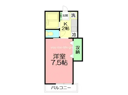 スカイ・フォレスト(1K/1階)の間取り写真