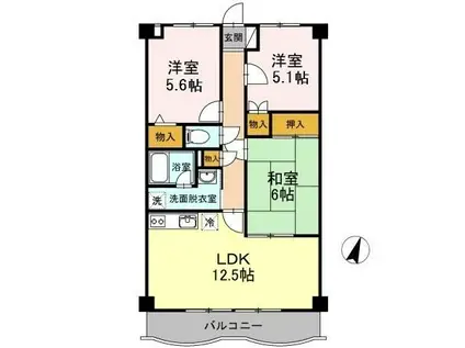 ビヴァシティ函南(3LDK/4階)の間取り写真