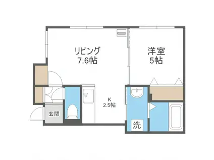 レジデンス大通公園(1LDK/3階)の間取り写真
