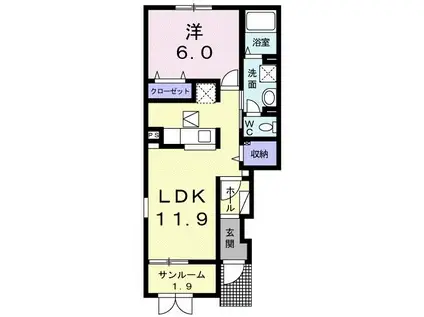 カーサ・セレスII(1LDK/1階)の間取り写真