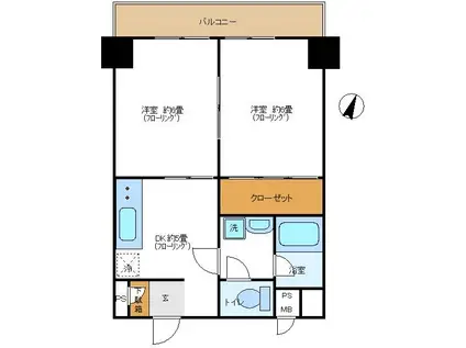 日興パレス南麻布(2DK/5階)の間取り写真
