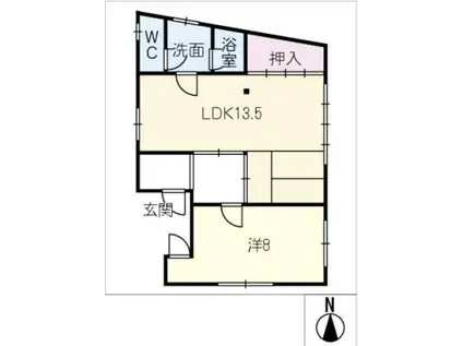 茜部大野住居(1LDK/2階)の間取り写真