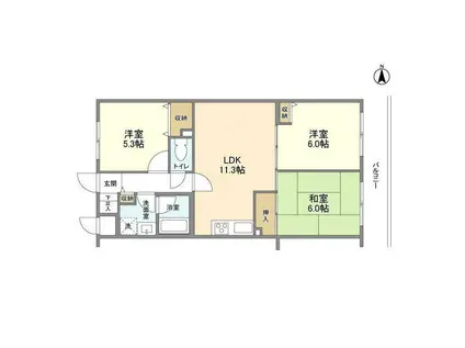 カーサみずの塔(3LDK/1階)の間取り写真