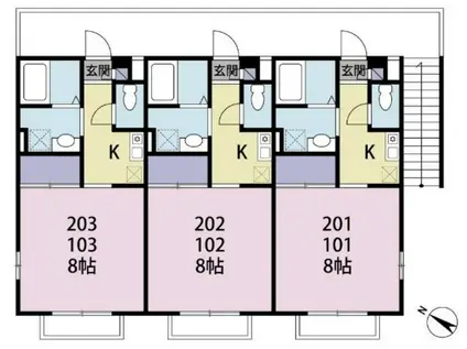 AKWILL(1K/1階)の間取り写真