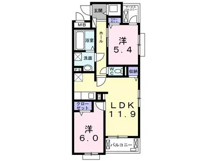 ステラガーデン(2LDK/2階)の間取り写真