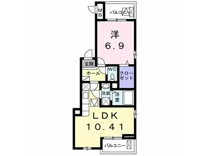 サンシャイン東山 PARTII(1LDK/1階)の間取り写真