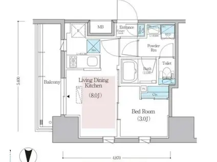 URBANEX蔵前RESIDENCE(1LDK/3階)の間取り写真