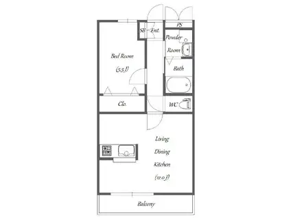 レイエス津田沼(1LDK/1階)の間取り写真