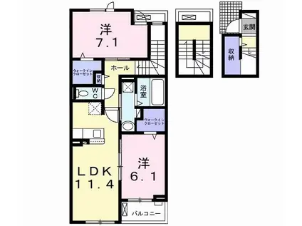 グランメール綾瀬(2LDK/3階)の間取り写真