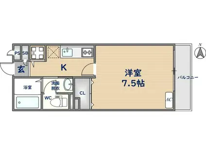 エクレール上小阪(1K/1階)の間取り写真