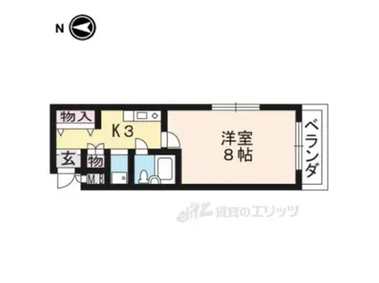 パラドール西院PARTⅠ(1K/3階)の間取り写真