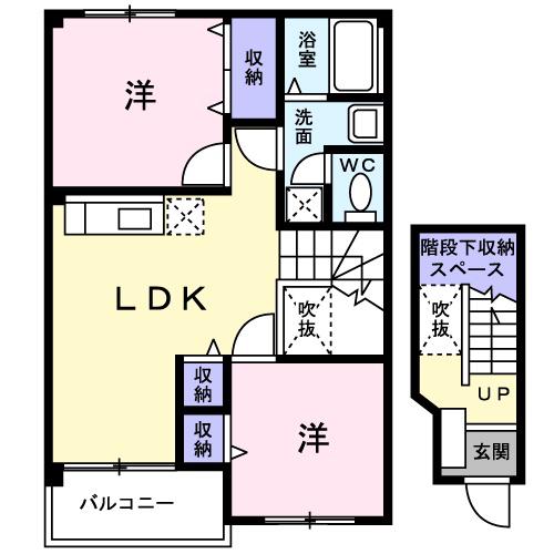 ブルックサイドエレガンス(2LDK/2階)の間取り写真