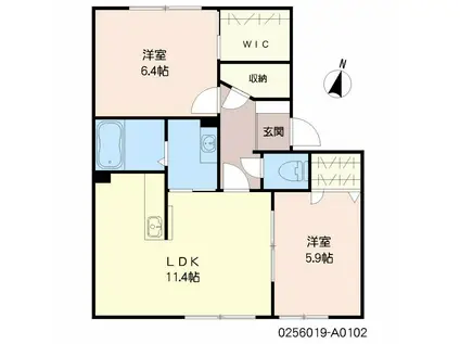 シャーメゾン御所の杜 (2LDK/1階)の間取り写真