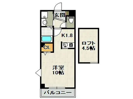 メゾンドグラースN(1K/2階)の間取り写真