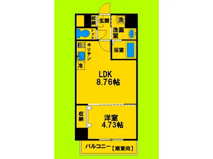 ハル江坂東(1LDK/3階)の間取り写真