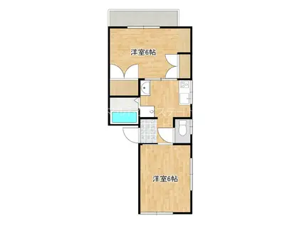 シティハイム住吉(2K/1階)の間取り写真
