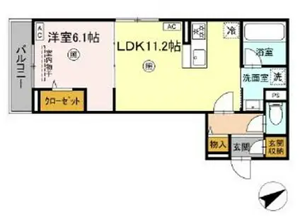ユウ・エトワール(1LDK/1階)の間取り写真
