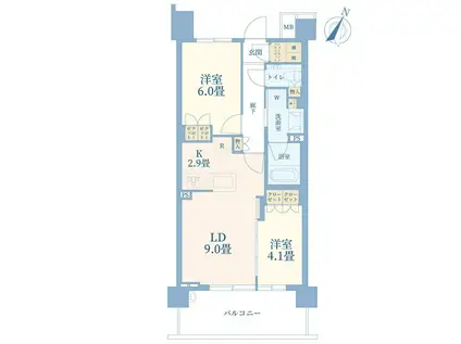 プロミライズ青葉台Dブロック(2LDK/2階)の間取り写真