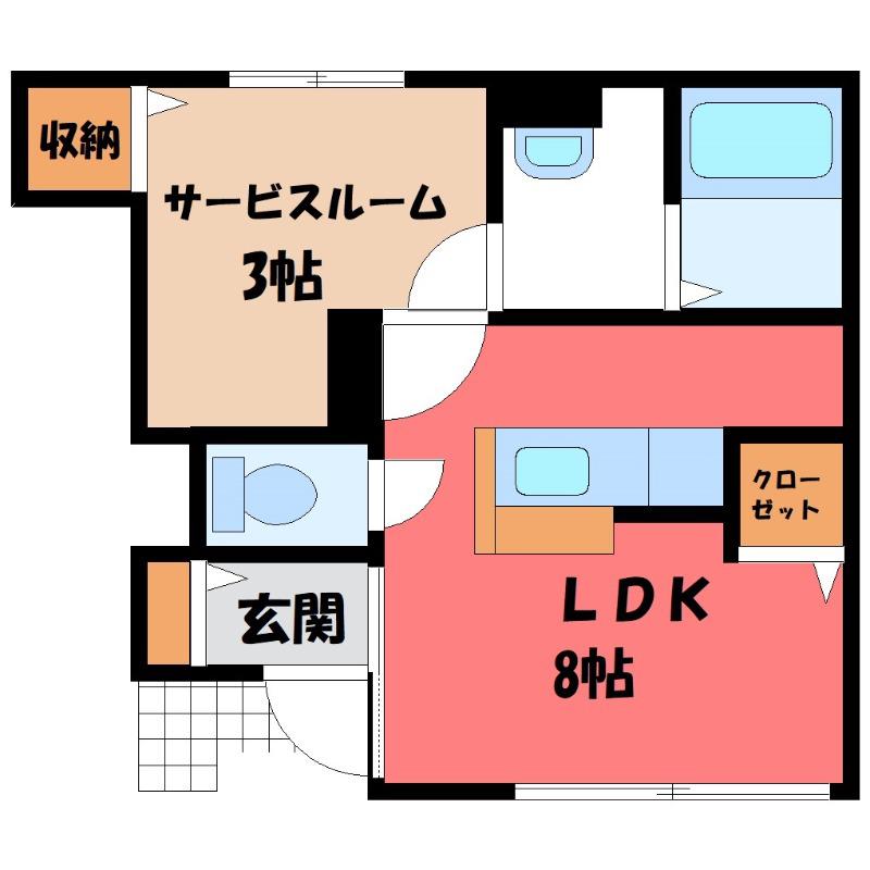 SORA境町(1LDK/1階)の間取り写真