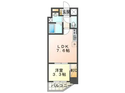 セレニテ神戸元町(1K/7階)の間取り写真