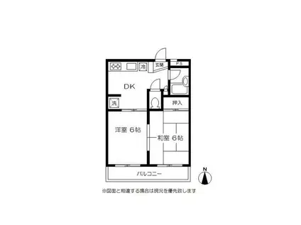 ハイム北山(2DK/3階)の間取り写真
