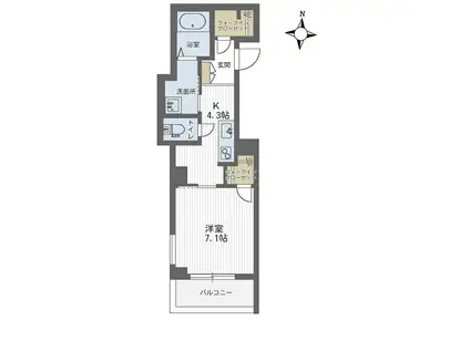 プリムベール岸町(1K/2階)の間取り写真