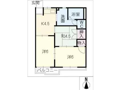 コーポ大ノ城(3K/2階)の間取り写真