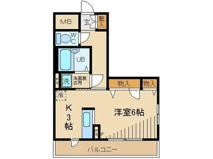 レグランナカノ6号館(ワンルーム/2階)の間取り写真