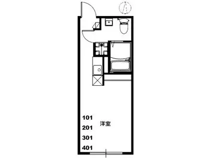 ウィズ小菅(ワンルーム/1階)の間取り写真