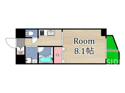 ザッツコート浜町(1K/7階)の間取り写真