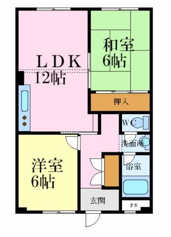 セルジュYS網干(2LDK/1階)の間取り写真