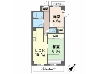 CHAMPS RIVIERE(2LDK/3階)の間取り写真