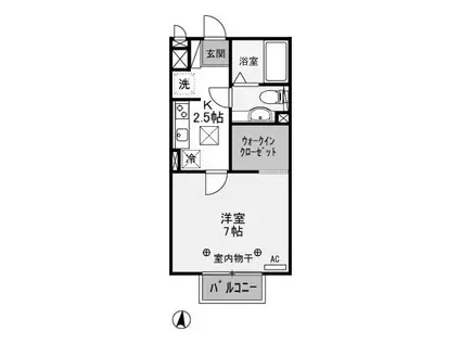 パルハイム2003B(1K/1階)の間取り写真