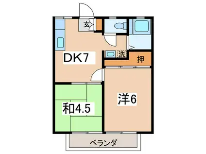 パナハイツ田中(2DK/1階)の間取り写真