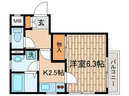 イーストハイム高井戸(1K/1階)の間取り写真