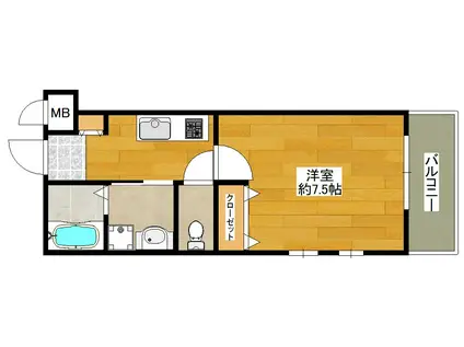 プルメリア関大前(1K/4階)の間取り写真