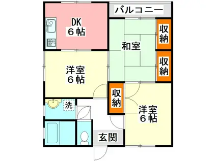 第5センターコーポ(3DK/2階)の間取り写真