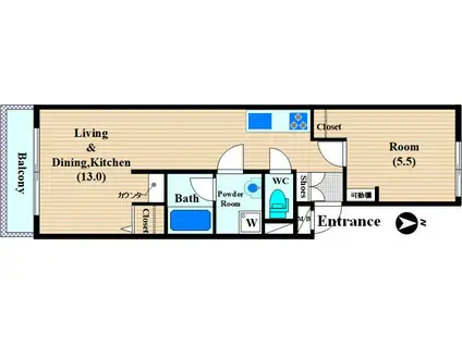 コーポ大門I(1LDK/1階)の間取り写真